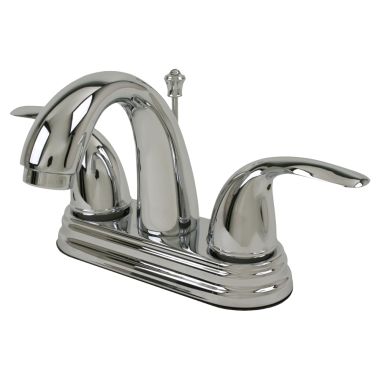 Click here to see Ultra Faucets UF45010 Ultra Faucets Vantage 3-Hole Centerset Chrome Bathroom Faucet with Metal Pop-Up Drain, 2.2 GPM, Two-Handle, Lever Handles - UF45010