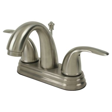 Click here to see Ultra Faucets UF45013 Ultra Faucets Vantage 3-Hole Centerset Brushed Nickel Bathroom Faucet with Metal Pop-Up Drain, 2.2 GPM, Two-Handle, Lever Handles - UF45013