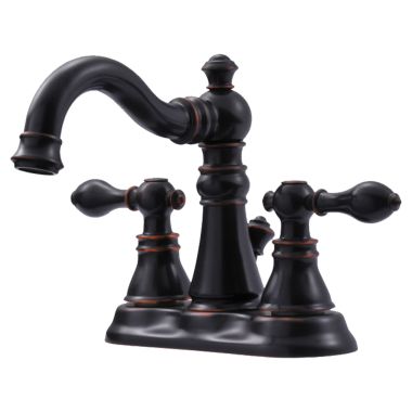 Click here to see Ultra Faucets UF45115 Ultra Faucets Signature 3-Hole Centerset Oil-Rubbed Bronze Bathroom Faucet with Pop-Up Drain, 2.2 GPM, Two-Handle, Lever Handles - UF45115