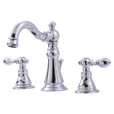 Click here to see Ultra Faucets UF55110 Ultra Faucets Signature Two-Handle Widespread Lavatory Faucet with Metal Pop-Up, 2.2 GPM, Three-Hole, Ceramic Disc Cartridge, Chrome - UF55110 