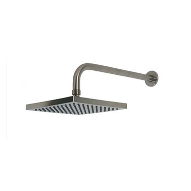 Click here to see Ultra Faucets UF94003 Ultra Faucets Euro Square Shower Head with Arm and Flange, 2.5 GPM, 8in Diameter Head, 14in Arm Length, Wall-Mount, Brushed Nickel - UF94003