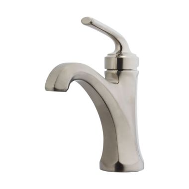 Click here to see Pfister LG42-DE0K Pfister Arterra Single-Hole Bathroom Faucet with Metal Pop-Up Drain, Single-Handle, 1.2 GPM, Lever Handle, ADA, Brushed Nickel - LG42-DE0K