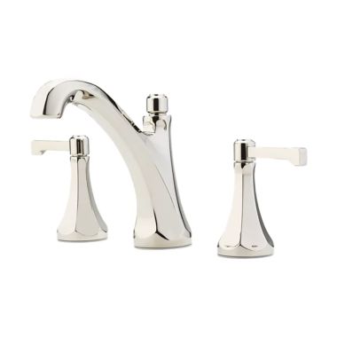 Click here to see Pfister LG49-DE0D Pfister Arterra Widespread Bathroom Faucet with Metal Pop-Up, Two-Handle, 1.2 GPM, Lever Handle, TiteSeal, Pforever Seal, Polished Nickel - LG49-DE0D