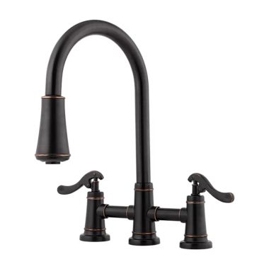 Click here to see Pfister LG531-YPY Pfister Ashfield Tuscan Bronze Two-Handle Pull-Out Bridge Kitchen Faucet - LG531-YPY