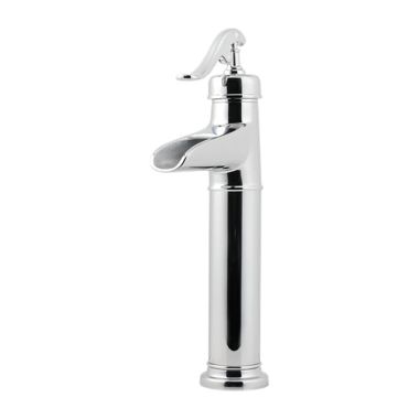 Click here to see Pfister LG40-YP0C Pfister Ashfield Single-Hole Vessel Bathroom Faucet, Trough Spout, Single-Handle, 1.2 GPM, Lever Handle, Pforever Seal, Polished Chrome - LG40-YP0C