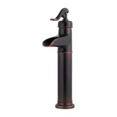 Click here to see Pfister LG40-YP0U Pfister Ashfield Single-Hole Vessel Bathroom Faucet, Trough Spout, Single-Handle, 1.2 GPM, Lever Handle, Pforever Seal, Rustic Bronze - LG40-YP0U
