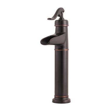 Click here to see Pfister LG40-YP0Y Pfister Ashfield Single-Hole Vessel Bathroom Faucet, Trough Spout, Single-Handle, 1.2 GPM, Lever Handle, Pforever Seal, Tuscan Bronze - LG40-YP0Y