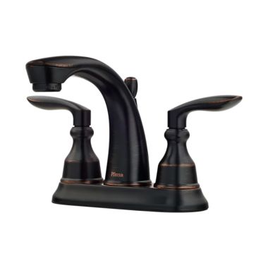Click here to see Pfister LG48-CB1Y Pfister Avalon Centerset Bathroom Faucet with Metal Pop-Up, Two-Handle, 1.2 GPM, Lever Handle, TiteSeal, Pforever Seal, Tuscan Bronze - LG48-CB1Y