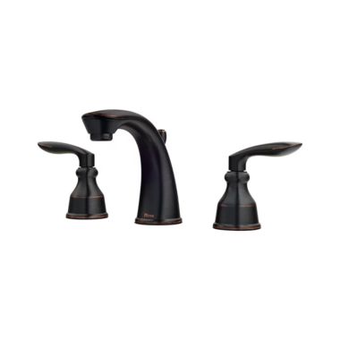 Click here to see Pfister LG49-CB1Y Pfister Avalon Widespread Bathroom Faucet with Pop-Up Drain, Two-Handle, 1.2 GPM, Lever Handle, ADA, Pforever Seal, TiteSeal, Tuscan Bronze - LG49-CB1Y