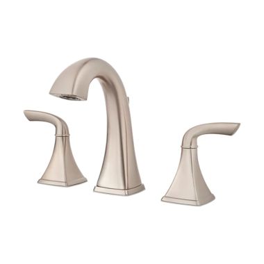 Click here to see Pfister LG49-BS0K Pfister Bronson Widespread Bathroom Faucet with Metal Pop-Up, Two-Handle, 1.2 GPM, Lever Handle, TiteSeal, Pforever Seal, Brushed Nickel - LG49-BS0K