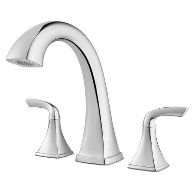 Click here to see Pfister RT6-5BSC Pfister Bronson Two-Handle Roman Tub Faucet Trim, 18 GPM, Lever Handles, High Arc, Metal, Polished Chrome - RT6-5BSC