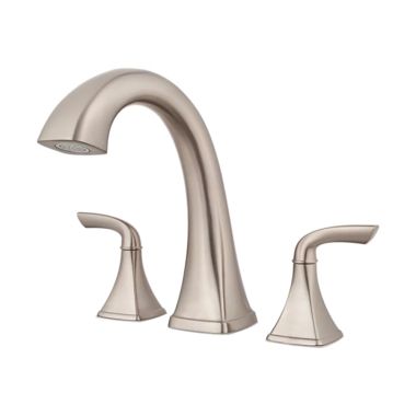 Click here to see Pfister RT6-5BSK Pfister Bronson Two-Handle Roman Tub Faucet Trim, 18 GPM, Lever Handles, High Arc, Metal,  Brushed Nickel - RT6-5BSK