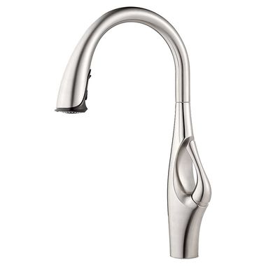 Click here to see Pfister GT529-IHS Pfister Kai Single Handle Pull-Down Kitchen Faucet, Stainless - GT529-IHS