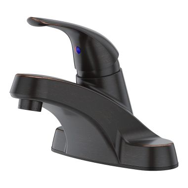 Click here to see Pfister LG142-800Y Pfister Pfirst Series Centerset Bathroom Faucet with Metal Pop-Up, Single-Handle, 1.2 GPM, Lever Handle, ADA, Tuscan Bronze - LG142-800Y