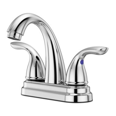 Click here to see Pfister LG148-7000 Pfister Pfirst Series High-Arc Centerset Bathroom Faucet with Push and Seal Drain, Two-Handle, 1.2 GPM, Lever Handle, Pforever Seal, Polished Chrome - LG148-7000