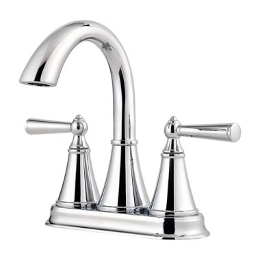 Click here to see Pfister LG48-GL0C Pfister Saxton Centerset Bathroom Faucet with Push and Seal Drain, Two-Handle, 1.2 GPM, Lever Handle, ADA, Pforever Seal, Polished Chrome - LG48-GL0C