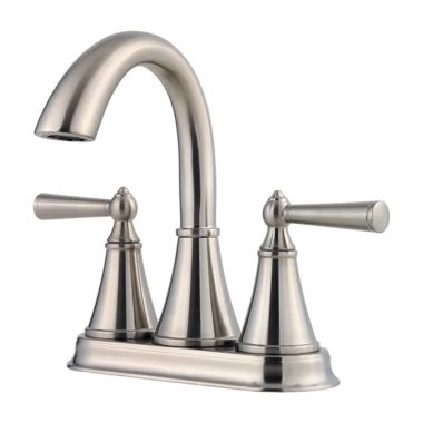 Click here to see Pfister LG48-GL0K Pfister Saxton Centerset Bathroom Faucet with Push and Seal Drain, Two-Handle, 1.2 GPM, Lever Handle, ADA, Pforever Seal, Brushed Nickel - LG48-GL0K
