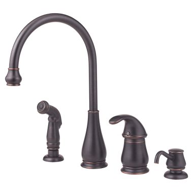 Click here to see Pfister LG26-4DYY Pfister LG264DYY Tuscan Bronze Treviso One Handle Kitchen Faucet W/ Soap Disp