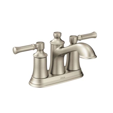 Click here to see Moen 6802BN Moen Dartmoor Two-Handle Centerset Brushed Nickel Bathroom Faucet with Metal Pop-Up Drain, 1.2 GPM, Lever Handles, WaterSense, ADA - 6802BN