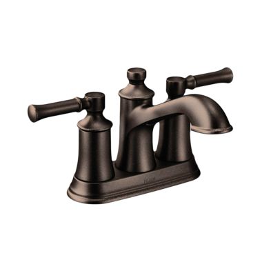 Click here to see Moen 6802ORB Moen Dartmoor Two-Handle Centerset Oil Rubbed Bronze Bathroom Faucet with Metal Pop-Up Drain, 1.2 GPM, Lever Handles, WaterSense, ADA - 6802ORB
