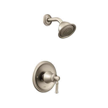 Click here to see Moen T2182BN Moen Dartmoor Posi-Temp Single-Handle Shower Faucet, One-Function, 2.5 GPM, Lever Handle, M-PACT, Brushed Nickel - T2182BN