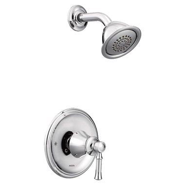 Click here to see Moen T2182EP Moen Dartmoor Posi-Temp Single-Handle Shower Faucet, One-Function, 1.75 GPM, Lever Handle, Eco-Performance, M-PACT, Chrome - T2182EP