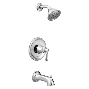 Click here to see Moen T2183EP Moen Dartmoor Posi-Temp Tub/Shower Faucet, 1.75 GPM, 1-Function, Single Lever Handle, M-PACT, Eco-Performance, Chrome - T2183EP