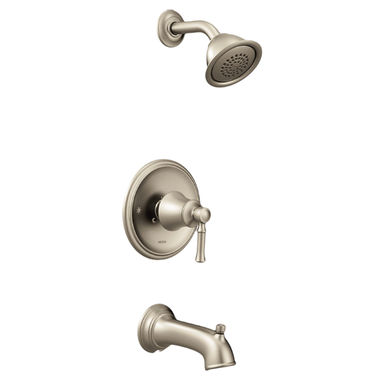 Click here to see Moen T2183EPBN Moen Dartmoor Posi-Temp Tub/Shower Faucet, 1.75 GPM, 1-Function, Single Lever Handle, M-PACT, Eco-Performance, Brushed Nickel - T2183EPBN