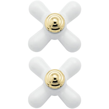 Click here to see Moen 97435 Moen 97435 Part Handle Monticello Cross Insert Large 2 Porcelain/Polished Brass 