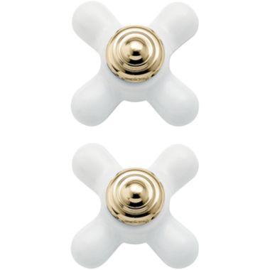 Click here to see Moen 97588 Moen 97588 Part Handle Monticello Cross Insert Small 2 Porcelain/Polished Brass 