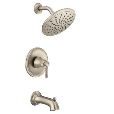 Click here to see Moen T2283EPBN Moen Dartmoor Posi-Temp Tub/Shower Faucet with 1.75 Rainshower, 1-Function, Single lever Handle, M-PACT, Brushed Nickel - T2283EPBN