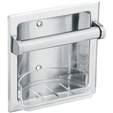 Click here to see Moen 2565CH Moen Commercial Recessed Square Soap Holder with Removable D-Shaped Tray, Chrome - 2565CH
