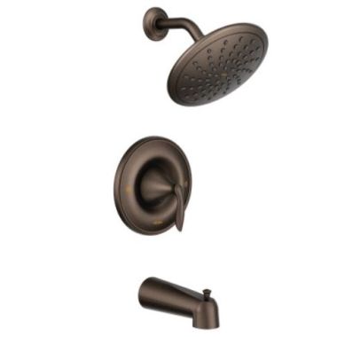 Click here to see Moen T2233EPORB Moen Eva Posi-Temp Tub/Shower Faucet with 1.75 GPM Rainshower, 1-Function, Single Lever Handle, M-PACT, Oil Rubbed Bronze - T2233EPORB