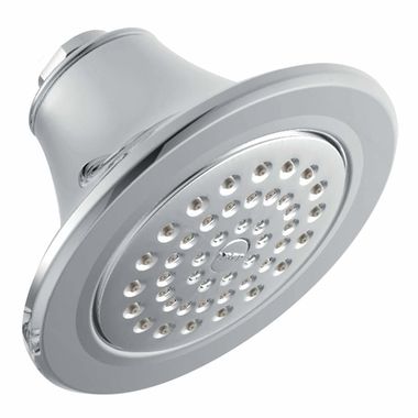 Click here to see Moen S6312 Moen Icon 5-7/8in Single-Spray Function Showerhead, Metal Construction, Full Spray, Round, 1/2in IPS Connection, 2.5 GPM, Chrome - S6312