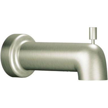 Click here to see Moen 3890BN Moen 6-inch Wall Mounted Brushed Nickel Tub Spout with Pull-Up Diverter, 1/2-inch Connection Size, CC - 3890BN