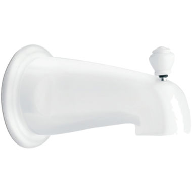 Click here to see Moen 3806W Moen Monticello Wall Mounted White Tub Spout with Pull-Up  Diverter, 1/2-inch Connection Size, IPS - 3806W
