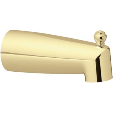 Click here to see Moen 3830P Moen Wall Mounted Polished Brass Tub Spout with Pull-Up Diverter, 1/2-inch Connection Size, IPS - 3830P