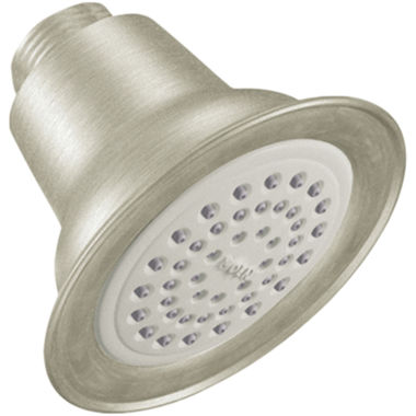 Click here to see Moen 6303BN Moen Easy Clean XLT Single-Spray Function Shower Head, Round, 3-1/2in Diameter Spray Head, Fixed Wall-Mount, Full Spray, Brushed Nickel - 6303BN