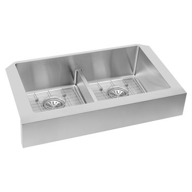 Click here to see Elkay ECTRUFA32179DBG Elkay ECTRUFA32179DBG Crosstown Stainless Steel Equal Double Bowl Farmhouse Sink Kit with Aqua Divide