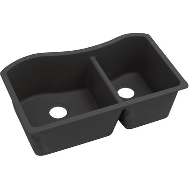 Click here to see Elkay ELXHU3220RCA0 Elkay Quartz Luxe 60/40 Double Bowl Undermount Sink - Caviar (ELXHU3220RCA0)