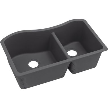 Click here to see Elkay ELXHU3220RCH0 Elkay Quartz Luxe 60/40 Double Bowl Undermount Sink - Charcoal (ELXHU3220RCH0)