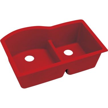 Click here to see Elkay ELXHU3322RMA0 Elkay Quartz Luxe Offset 60/40 Double Bowl Undermount Sink with Aqua Divide - Maraschino (ELXHU3322RMA0)