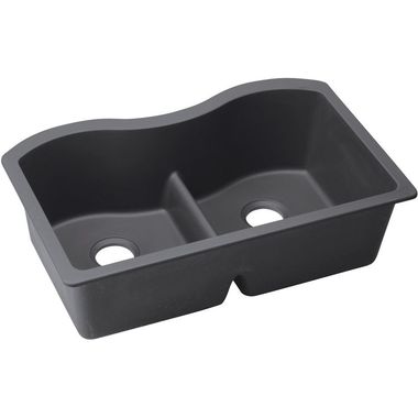 Click here to see Elkay ELXULB3322CH0 Elkay Quartz Luxe Equal Double Bowl Undermount Sink with Aqua Divide, Charcoal - ELXULB3322CH0 
