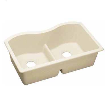 Click here to see Elkay ELXULB3322PA0 Elkay Quartz Luxe Equal Double Bowl Undermount Sink w/ Aqua Divide, Parchment - ELXULB3322PA0 