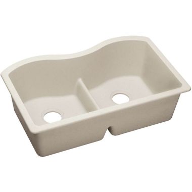 Click here to see Elkay ELXULB3322RT0 Elkay Quartz Luxe Equal Double Bowl Undermount Sink w/ Aqua Divide, Ricotta - ELXULB3322RT0 