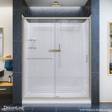Click here to see DreamLine DL-6118C-04CL DreamLine DL-6118C-04CL Infinity-Z Clear Shower Door, Backwalls and 34