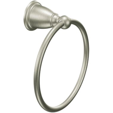 Click here to see Moen YB2286BN Moen Brandtford Wall Mounted Hand Towel Ring, Zinc Constructed - Brushed Nickel - YB2286BN
