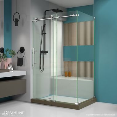 Click here to see DreamLine SHEN-6134480-08 DreamLine SHEN-6134480-08 Enigma-X Frameless Sliding Shower Enclosure - Polished Stainless Steel