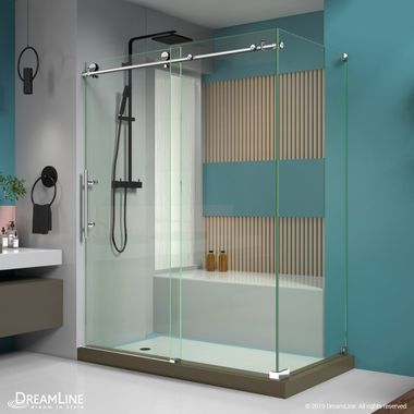 Click here to see DreamLine SHEN-6134600-08 DreamLine SHEN-6134600-08 Enigma-X Frameless Sliding Shower Enclosure - Polished Stainless Steel