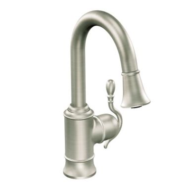 Click here to see Moen 6615SRS Moen 6615SRS Woodmere Spot Resist Stainless One Handle Pulldown Bar Faucet